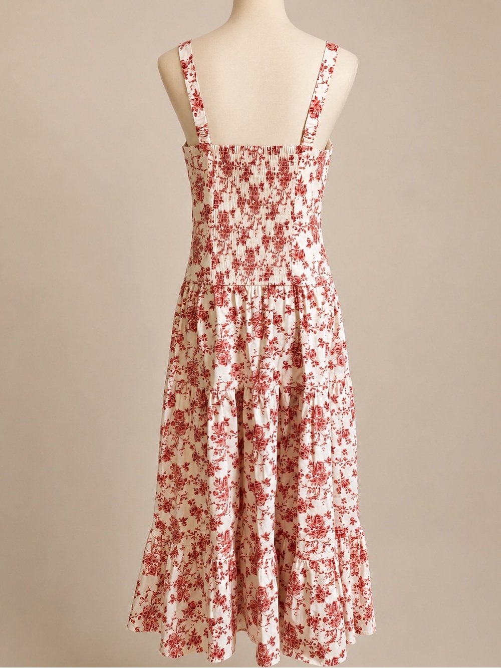 WAYF Floral Tiered Midi Dress NWT Sweetheart Cotton Blend Large - Picture 2 of 3